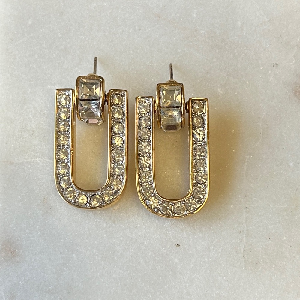 Givenchy Vintage Gold Tone Open Rectangular Drop … - image 5